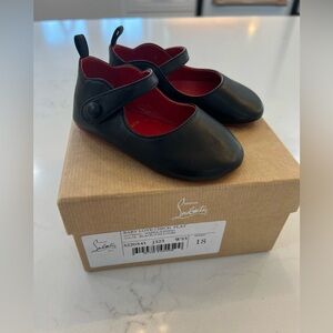 Christian Louboutin Baby’s Black Dress Shoes with Red Interior
